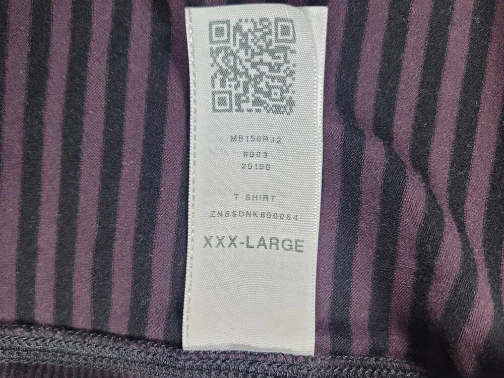 True Religion Shirt Mens 3XL Purple Black Striped Pocket Crewneck Tee MB158NH2